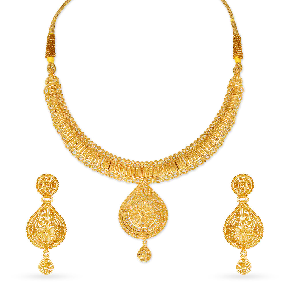 Gold necklace set for bride new arrivals