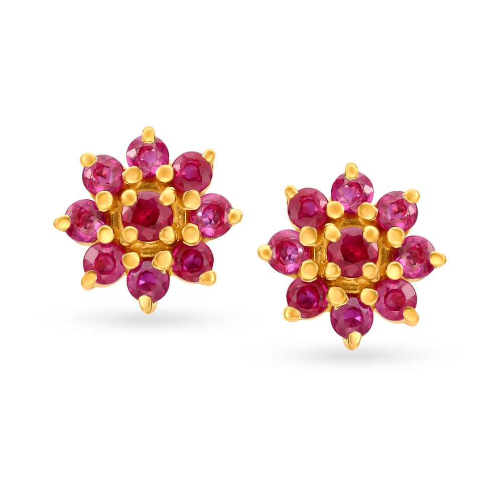 Gold earrings hotsell with ruby
