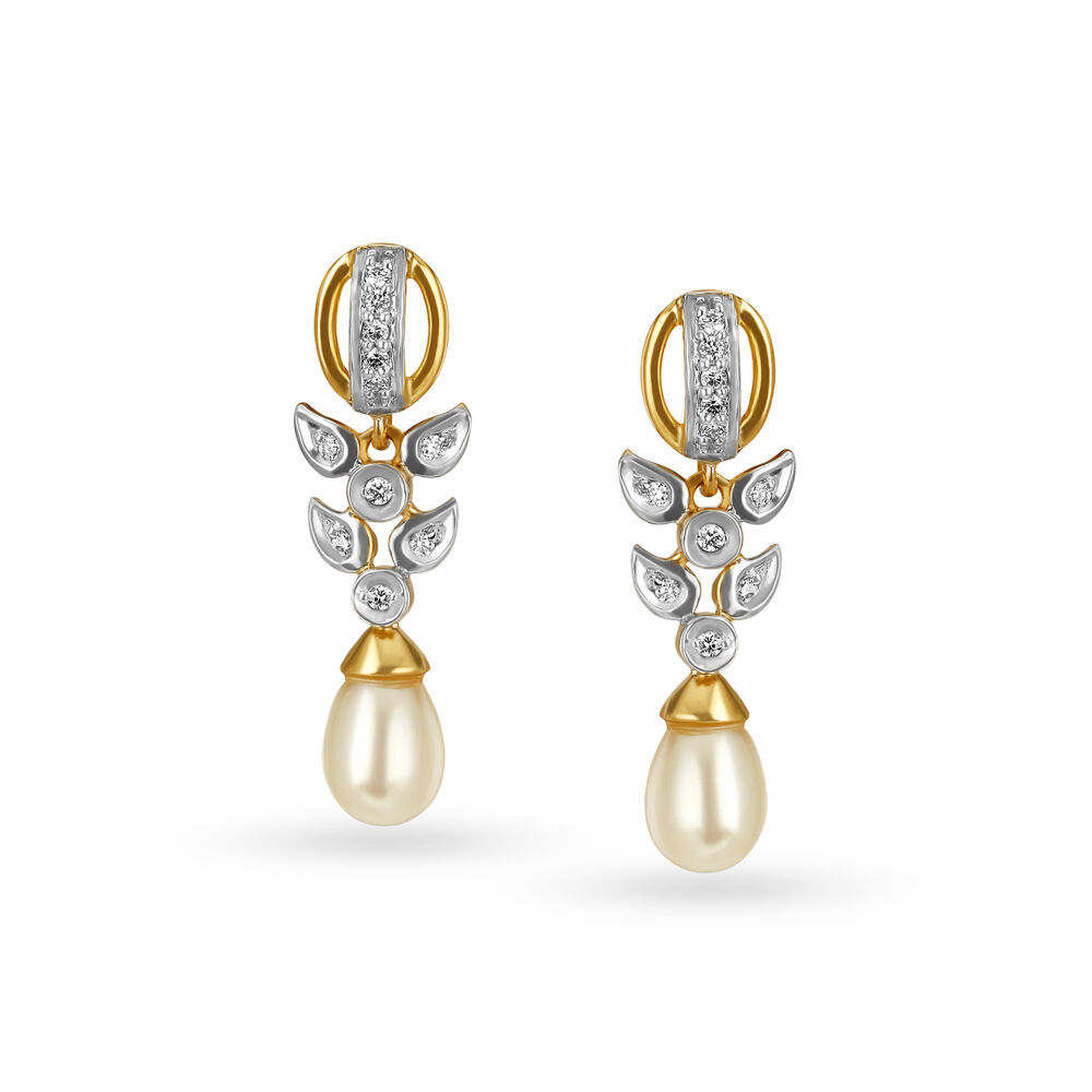 Pearl earrings new arrivals gold tanishq