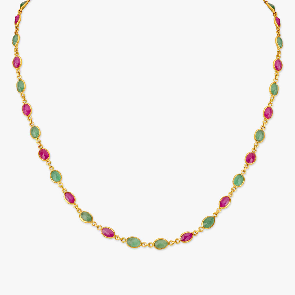 Buy Dazzling Ruby and Emerald Link Chain at Best Price Tanishq UAE