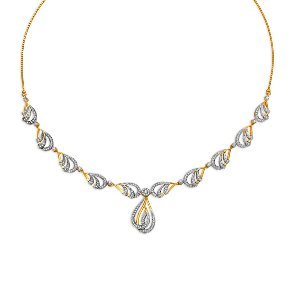Sleek Dainty Diamond Embellished Gold Necklace Set