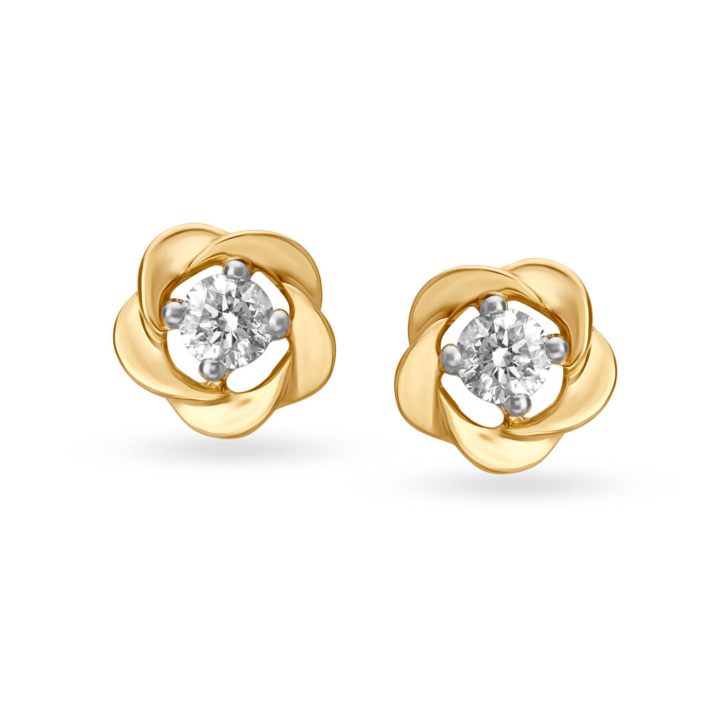 Yellow gold diamond online stud earrings