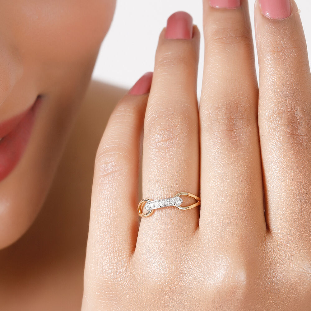 Buy 18KT Yellow Gold Linked in Love Diamond Finger Ring at Best