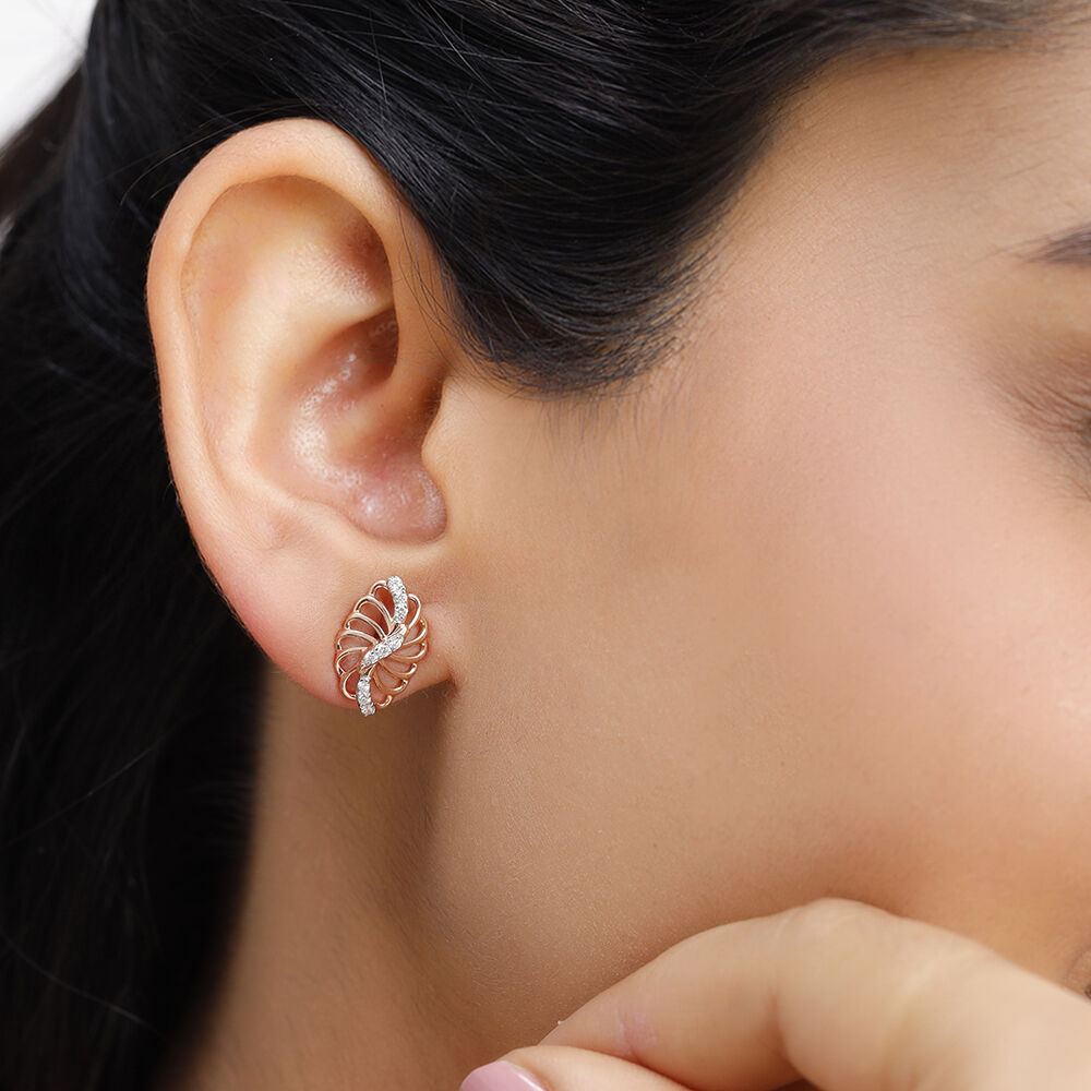 Rose gold diamond online earrings studs