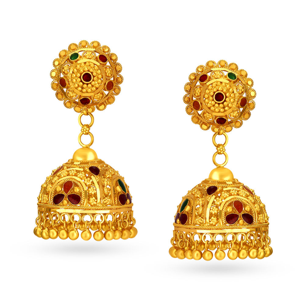 Gold jhumkas outlet with price