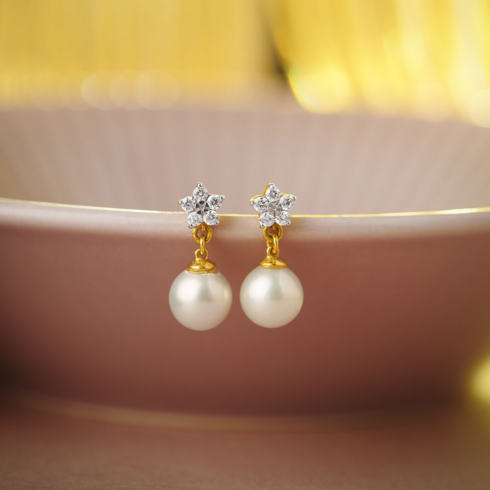Pearl earrings gold tanishq deals