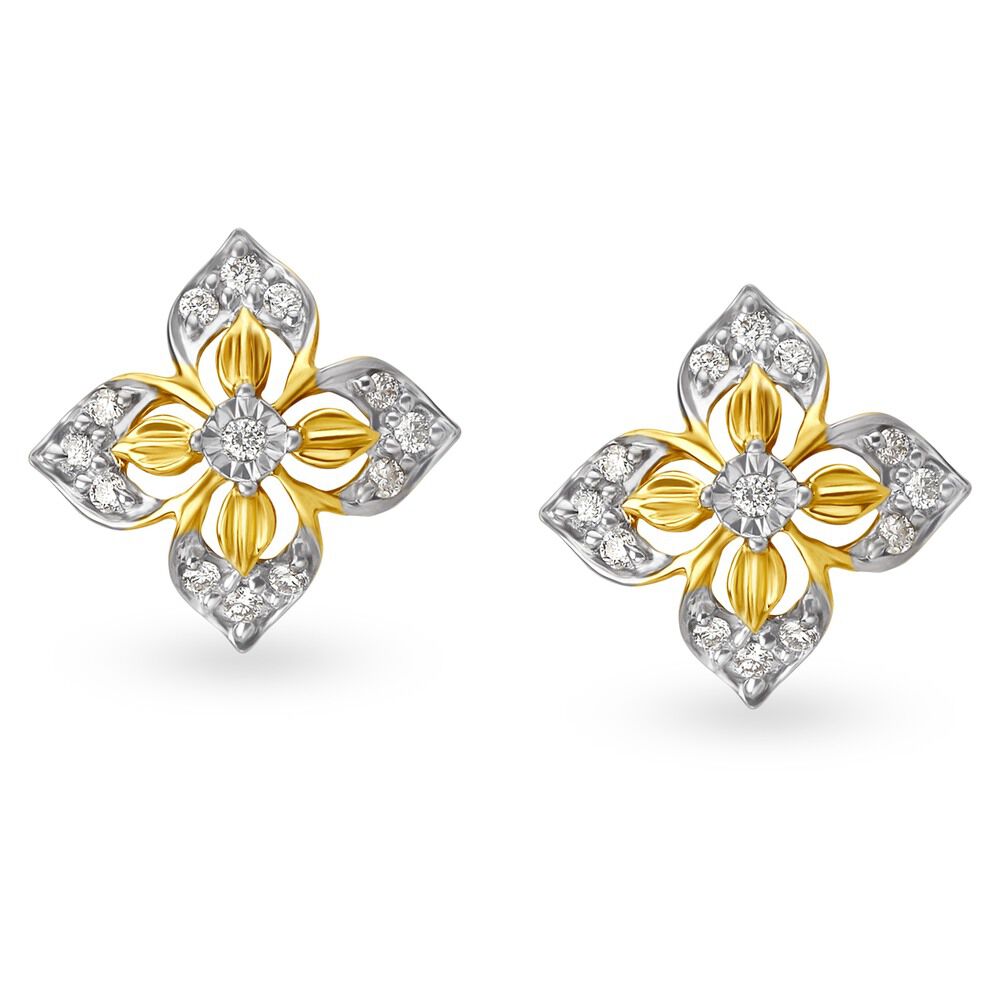 Tanishq white cheap gold earrings