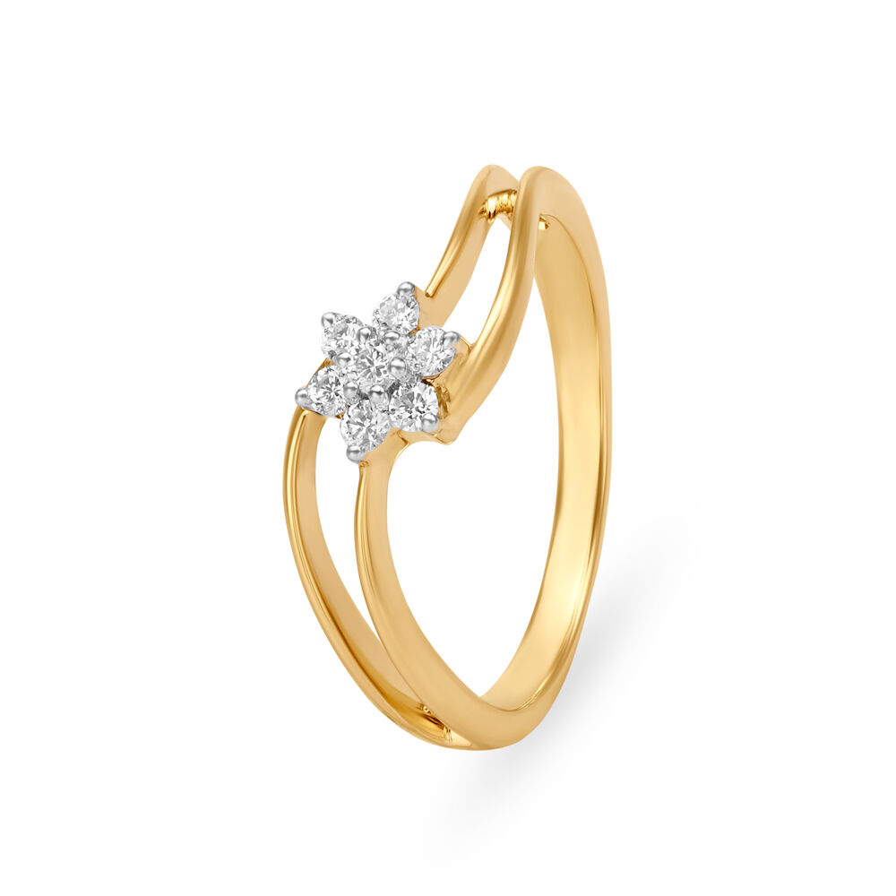 Yellow gold ring with shop diamond