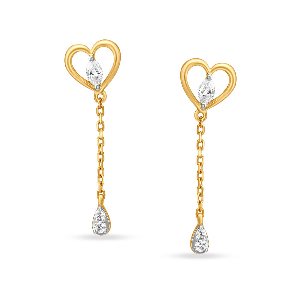 Long gold diamond new arrivals earrings