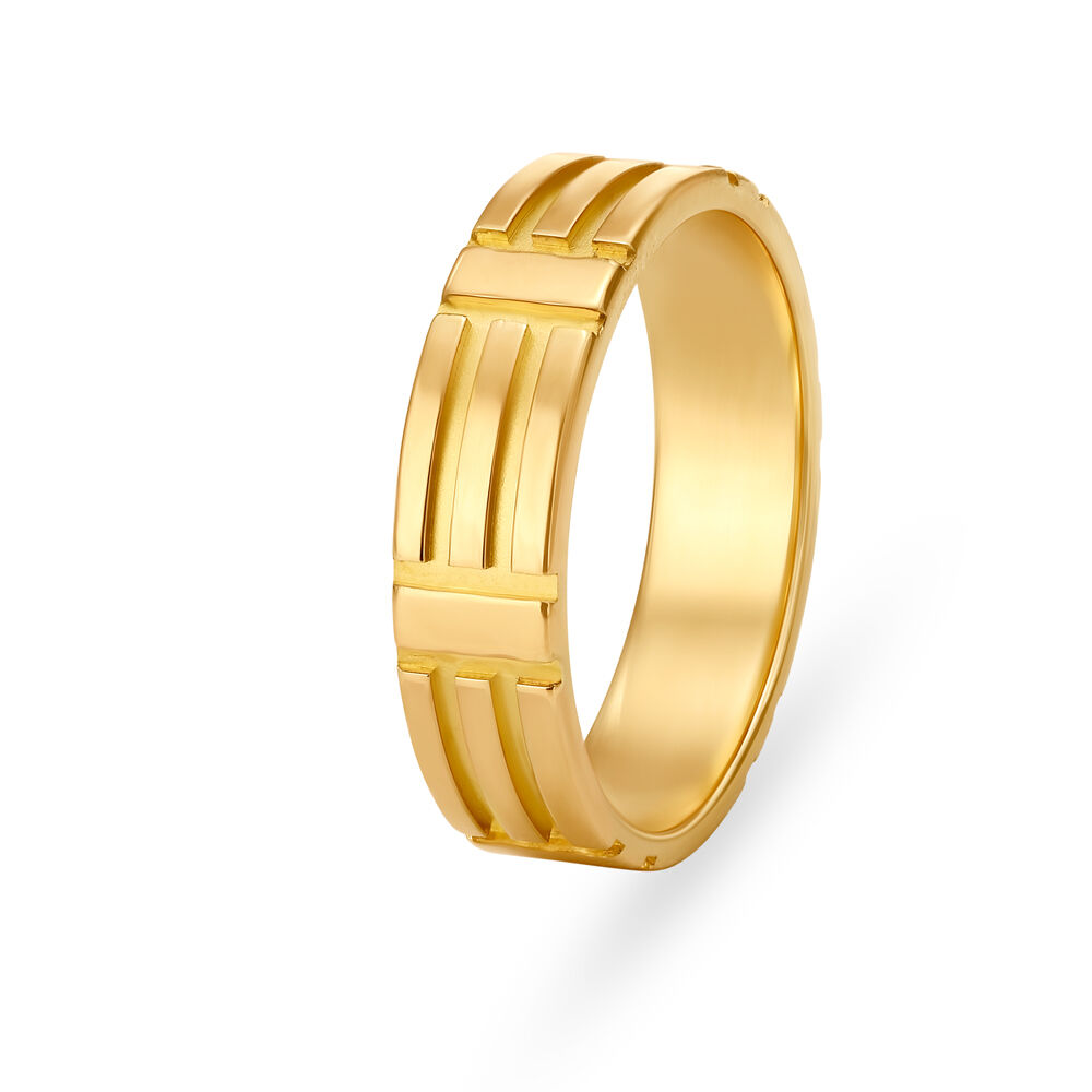 Buy Splendid 22 Karat Yellow Gold Ridged Finger Ring at Best Price