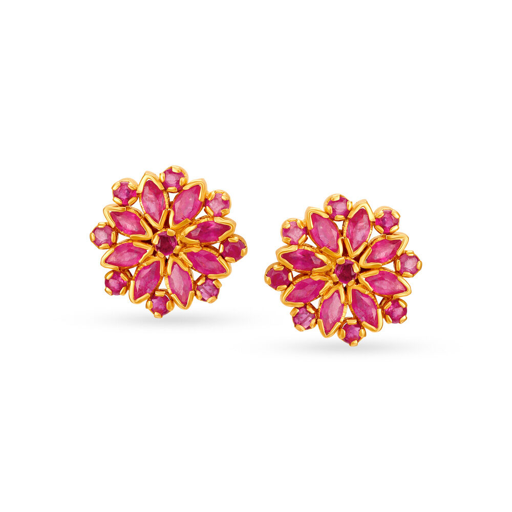 Tanishq ruby hot sale diamond earrings