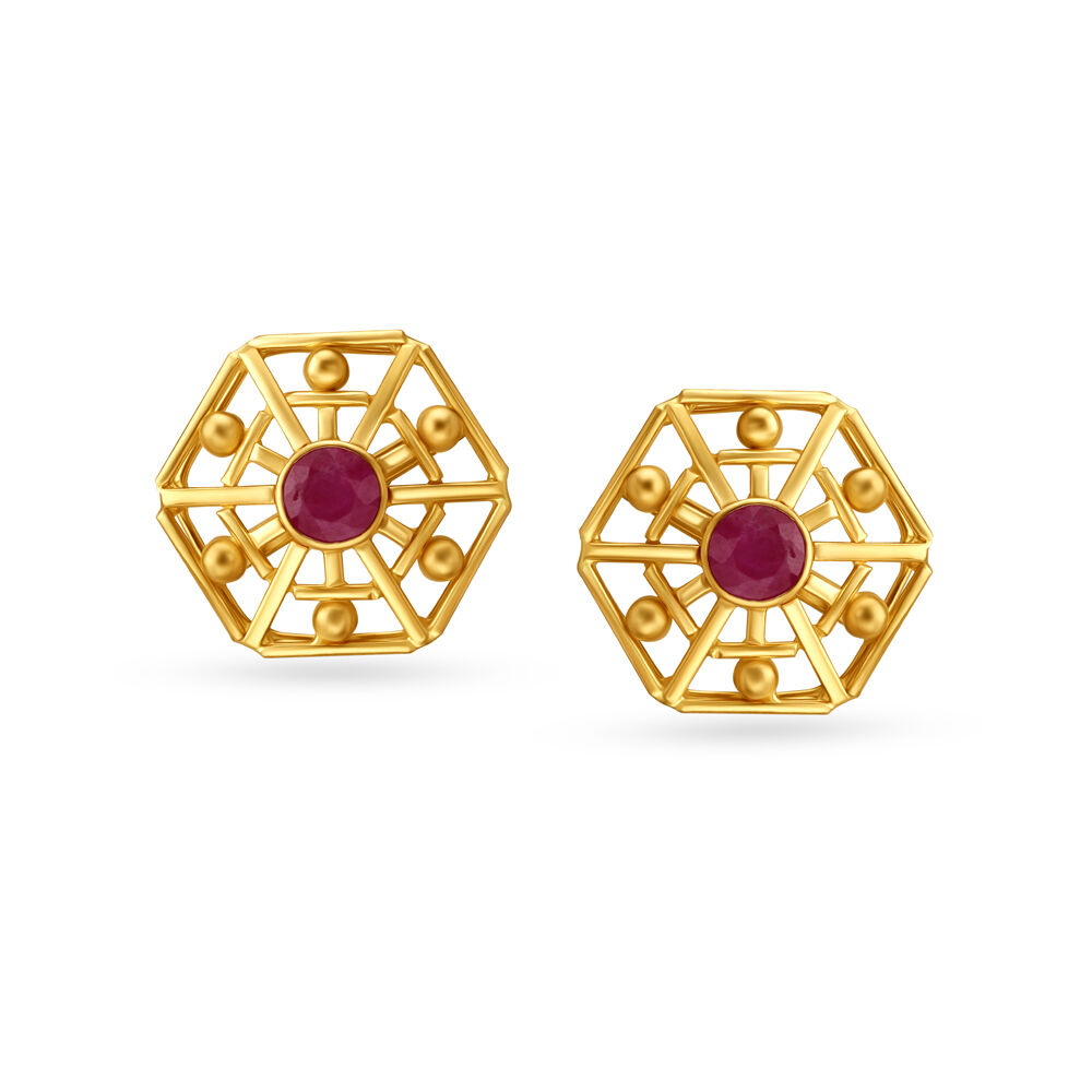 Gold earrings clearance with ruby