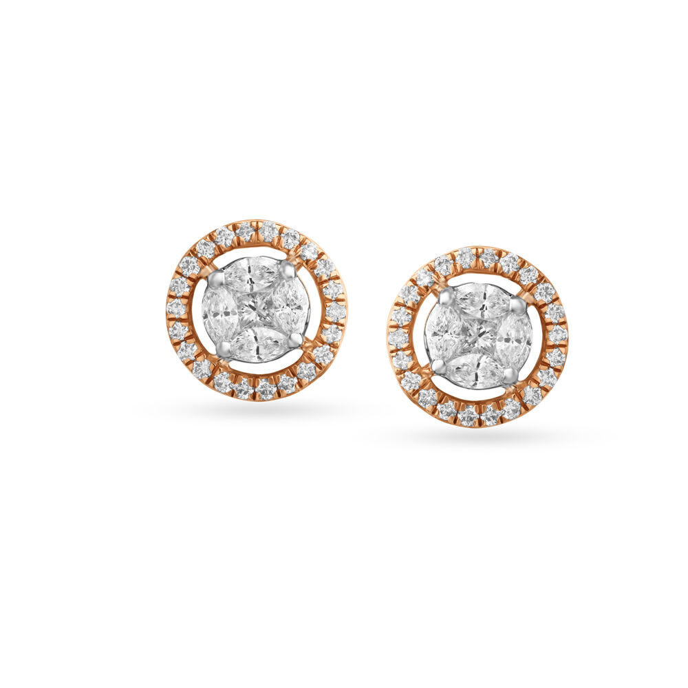 Rose gold online diamond earrings studs