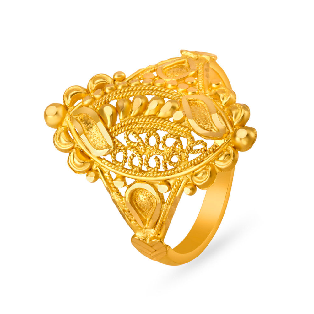 Buy Refined Intricate Filigree Gold Finger Ring at Best Price