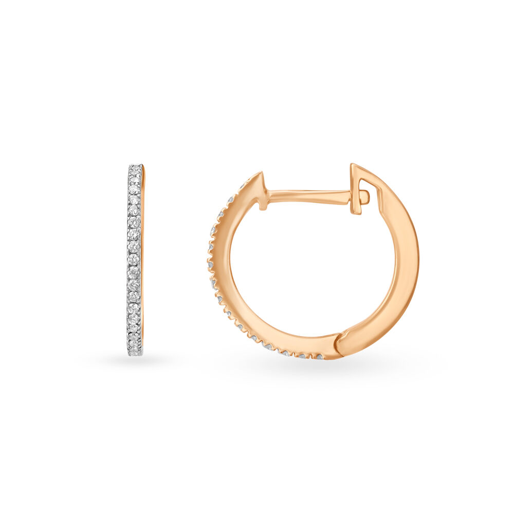 Rose gold diamond hoop earrings deals