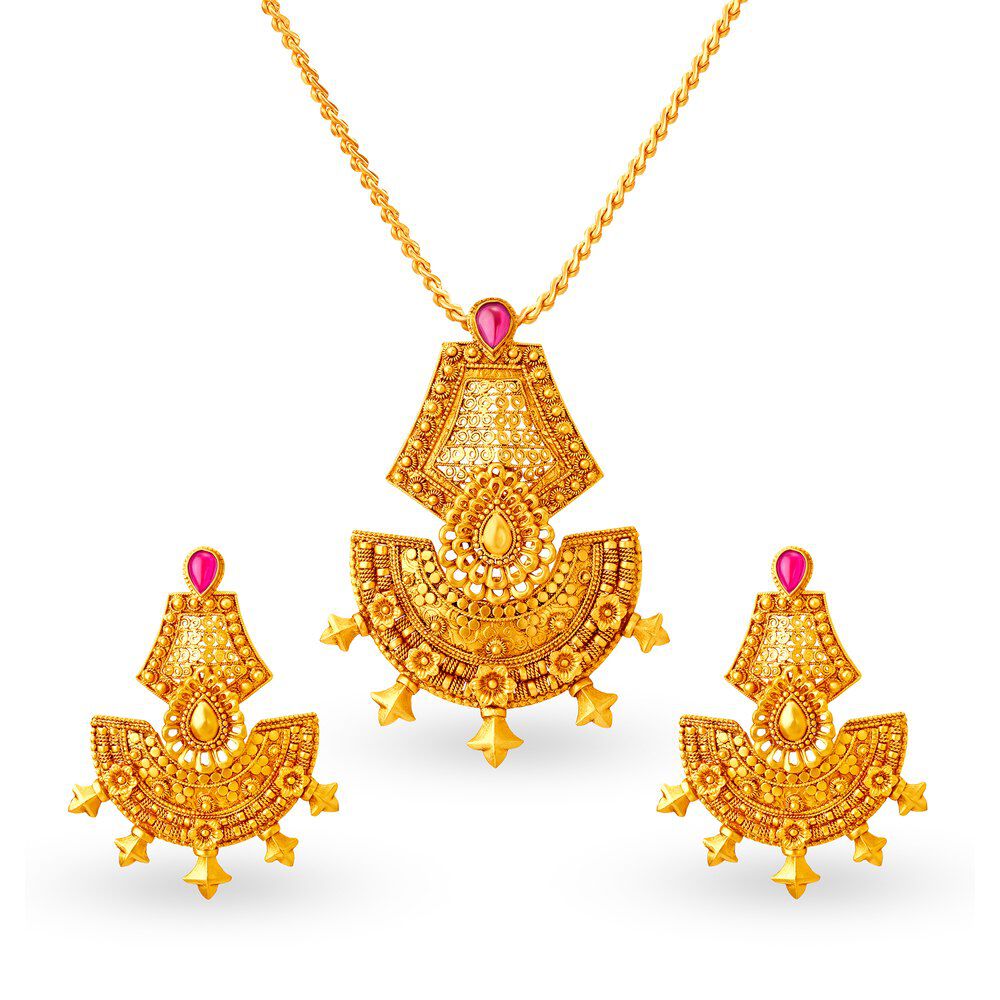 Tanishq gold new arrivals pendant set