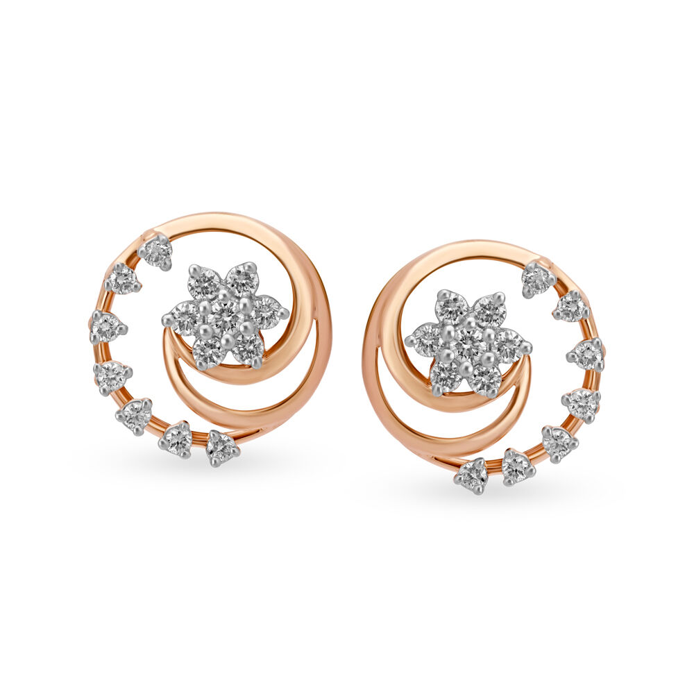 Buy Charming Rose Gold and Diamond Fancy Stud Earrings at Best