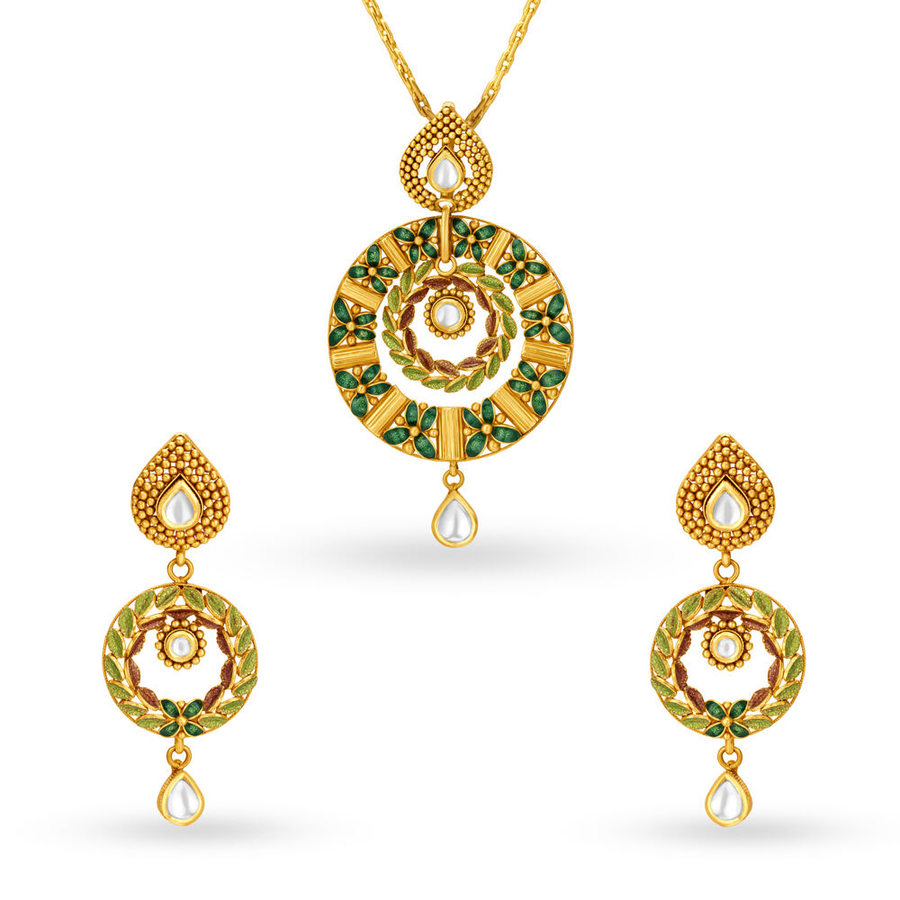 Tanishq gold deals pendant set