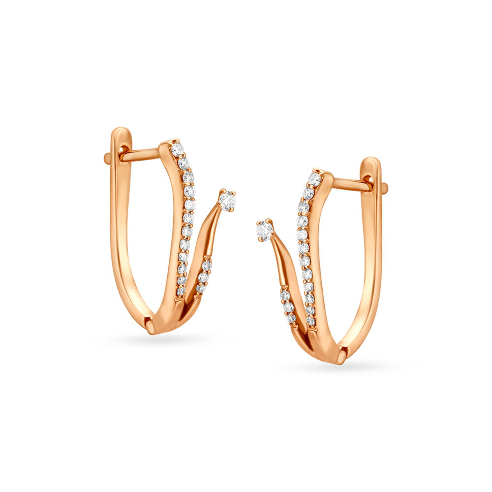 Buy Gentle Flower Rose Gold and Diamond Hoop Earrings at Best