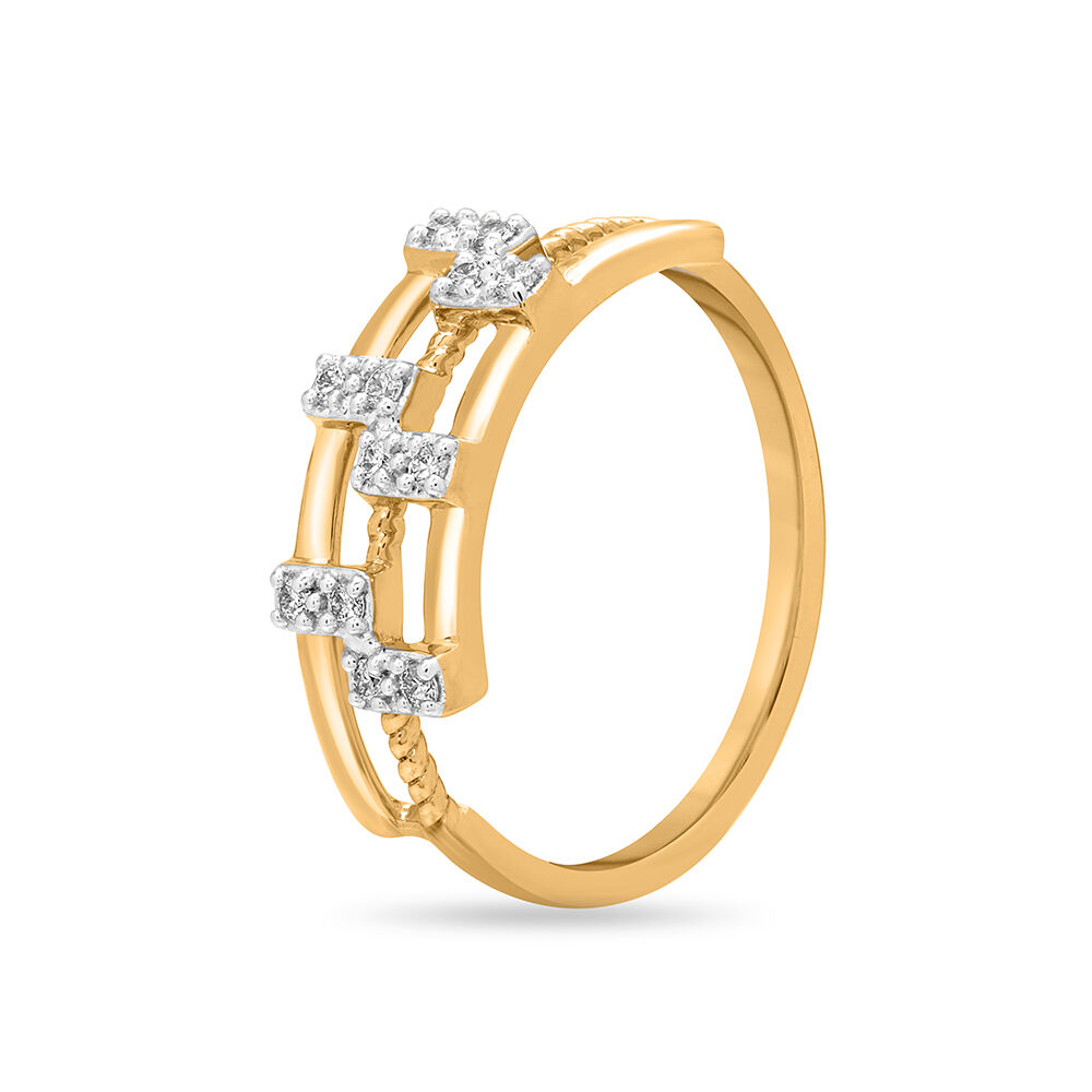 Buy 18 KT Yellow Gold And Diamond Square Ring at Best Price