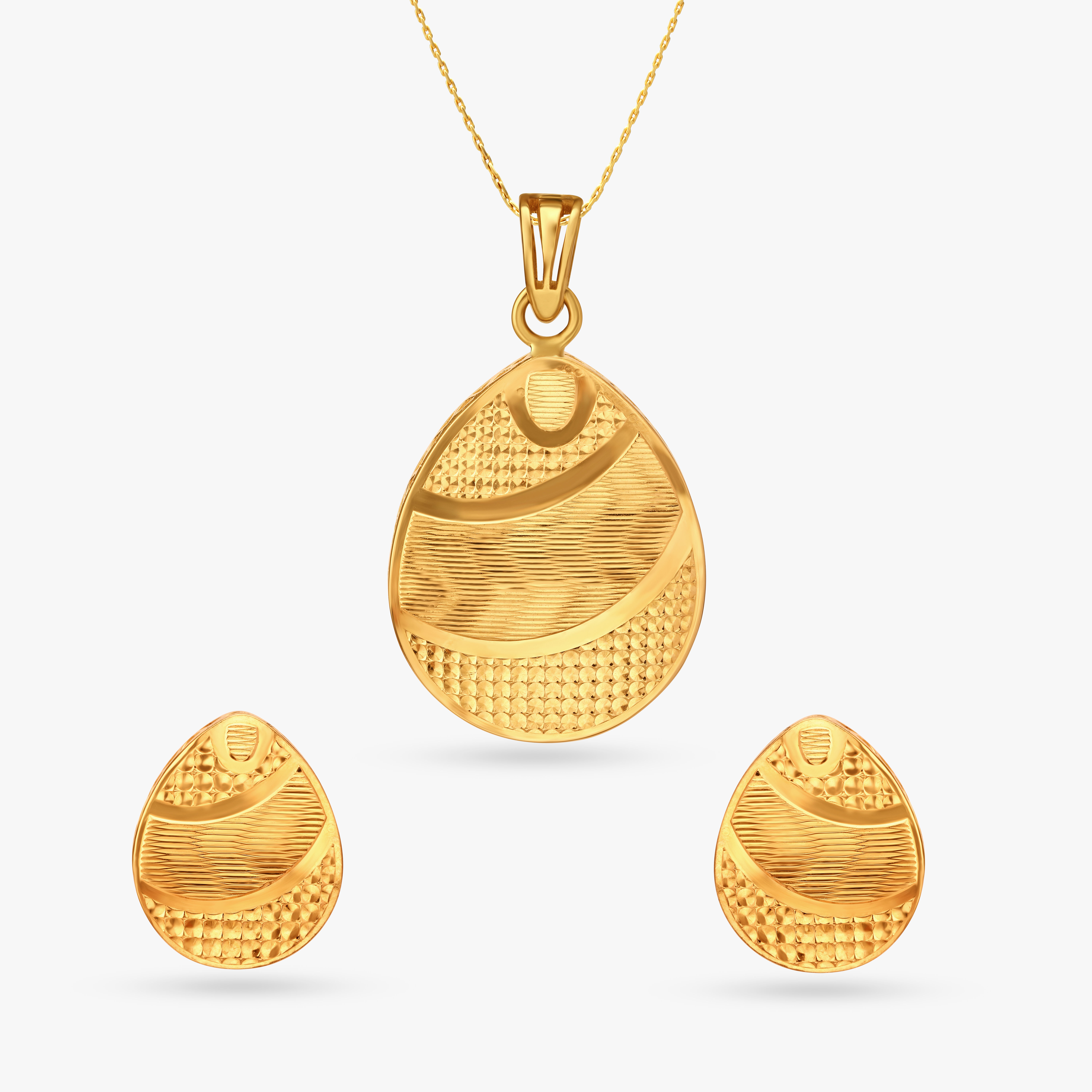 Gold pendant and earring shop set
