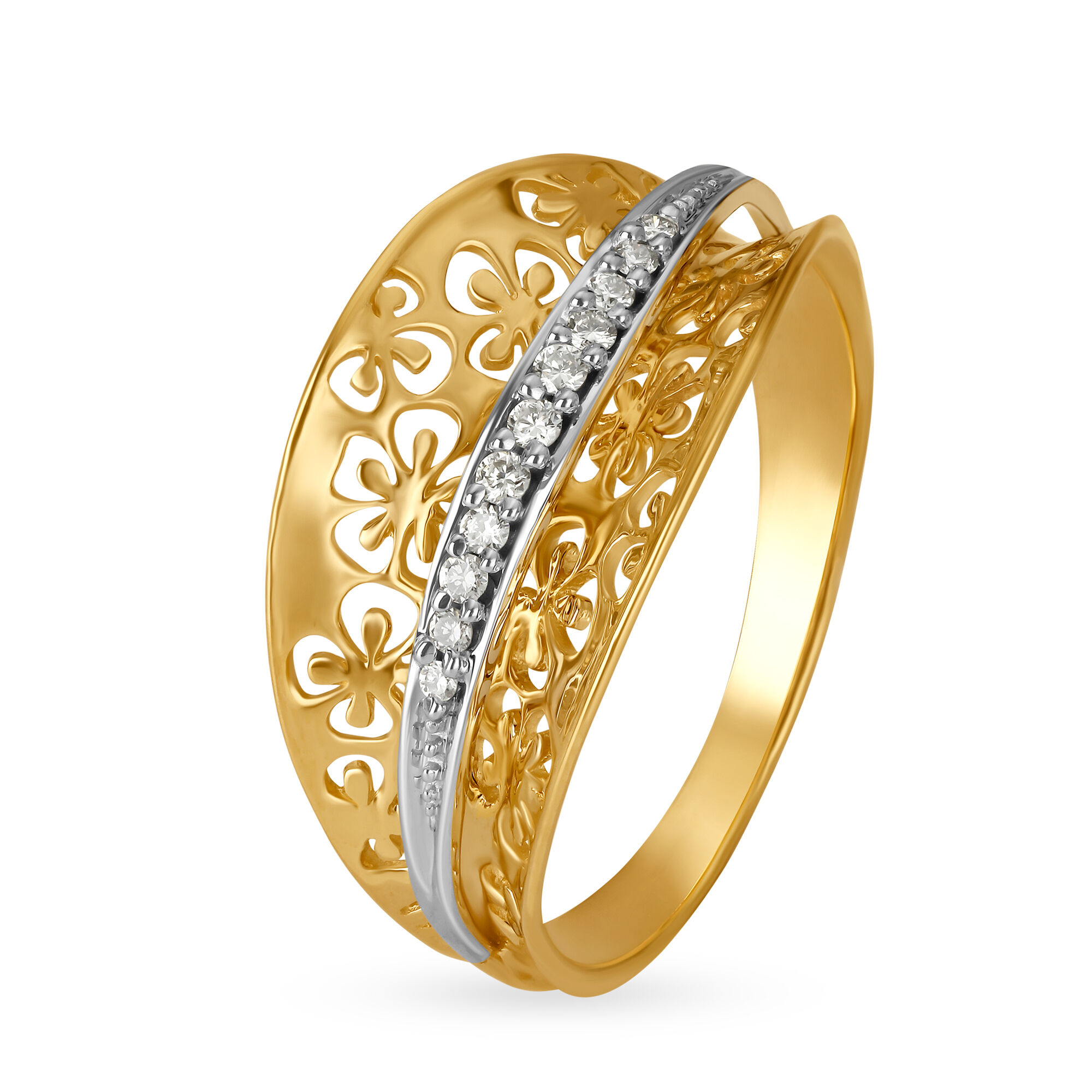 Buy Mia by Tanishq 18KT Yellow And White Gold Finger Ring with