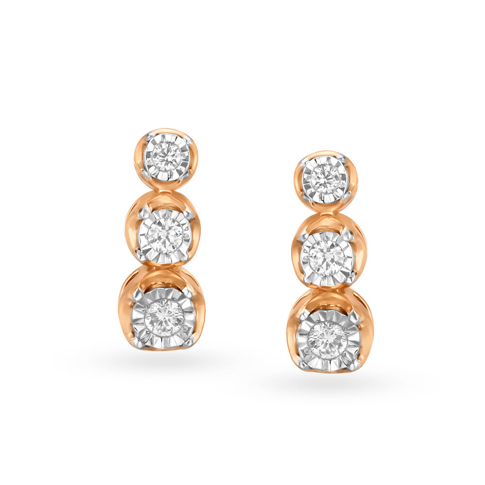White stone store earrings gold