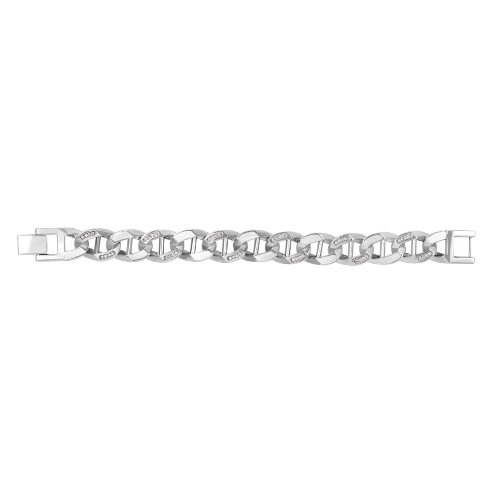 Buy Interlinked Diamond Encrusted White Gold Bracelet for Men at