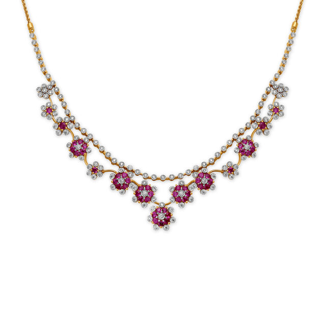 Gleaming Floral Vine Diamond Necklace,,hi-res 