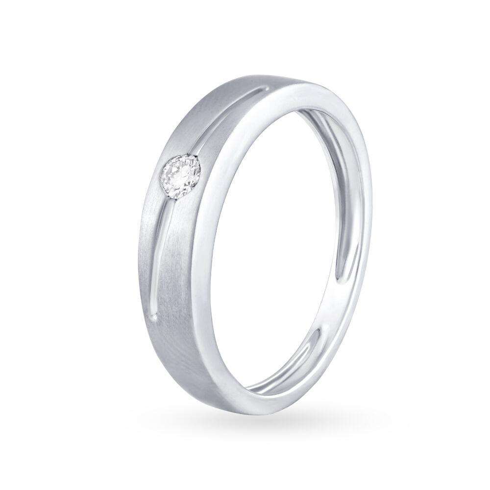 Buy Sparkling Ridged Platinum and Diamond Ring at Best Price