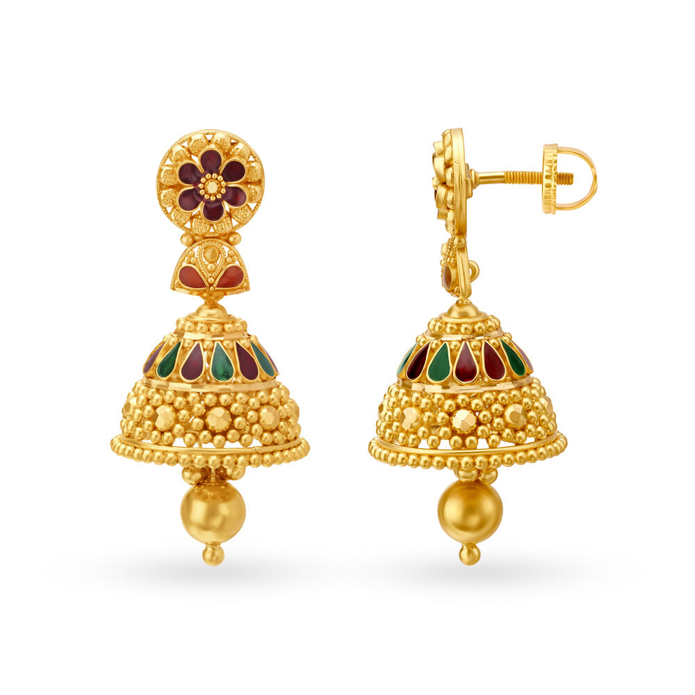 Graceful Traditional Gold Jhumki style Drop Earrings