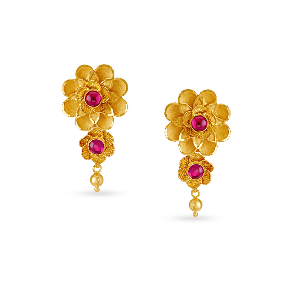 Flower on sale earrings gold