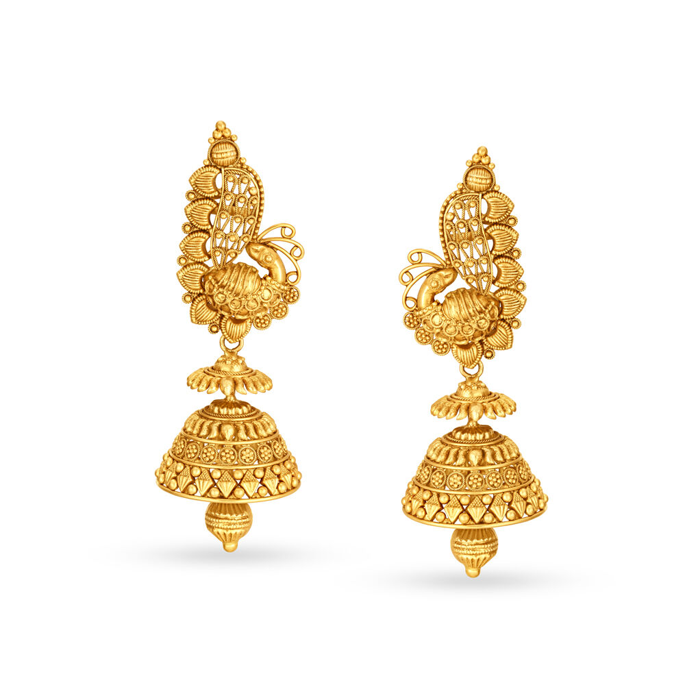 Peacock design shop gold earrings