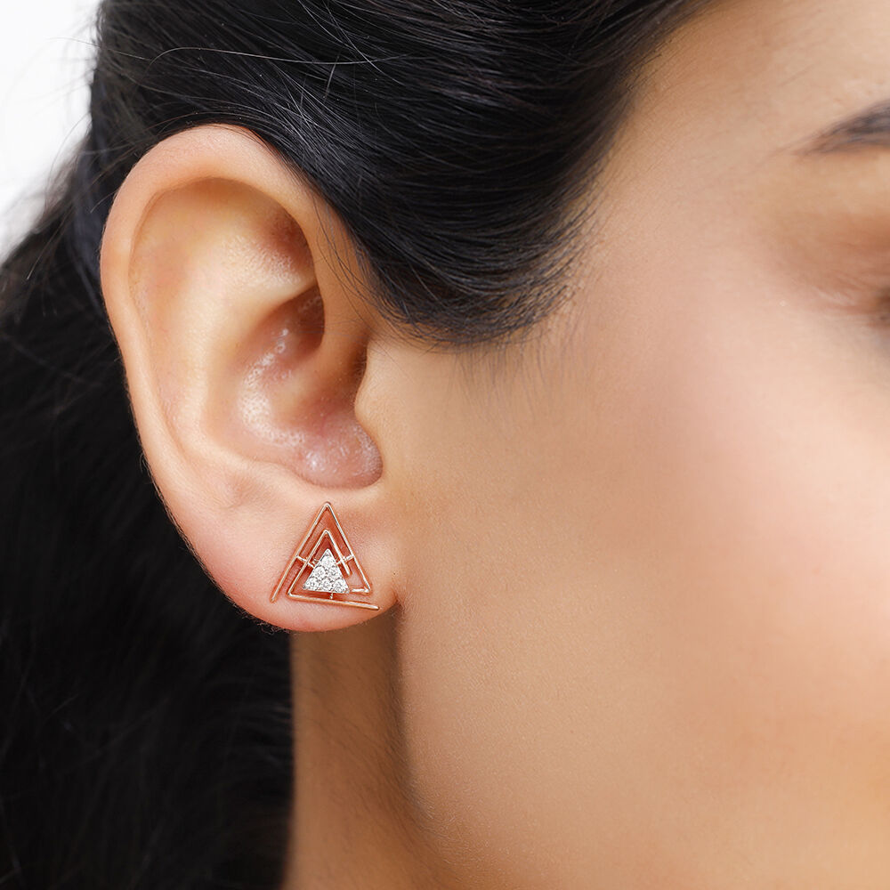 Buy 18KT Rose Gold Triangle Fiesta Diamond Stud Earring at Best