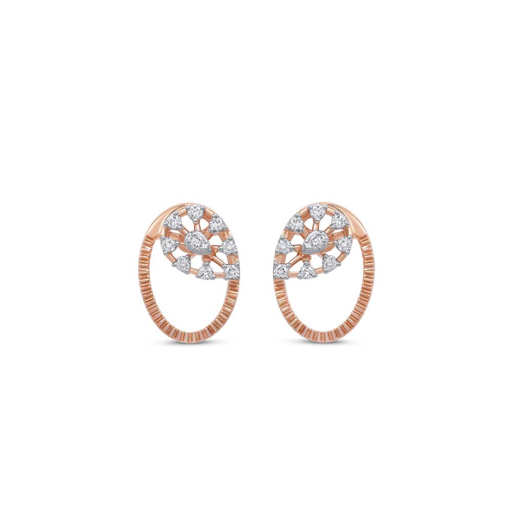 Buy 18 KT Rose Gold Paisley Diamond Stud Earrings at Best Price