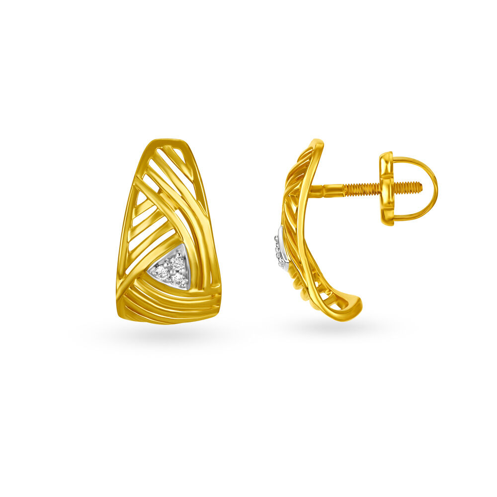 Buy Mia by Tanishq 18KT Yellow Gold Diamond Hoop Earrings with