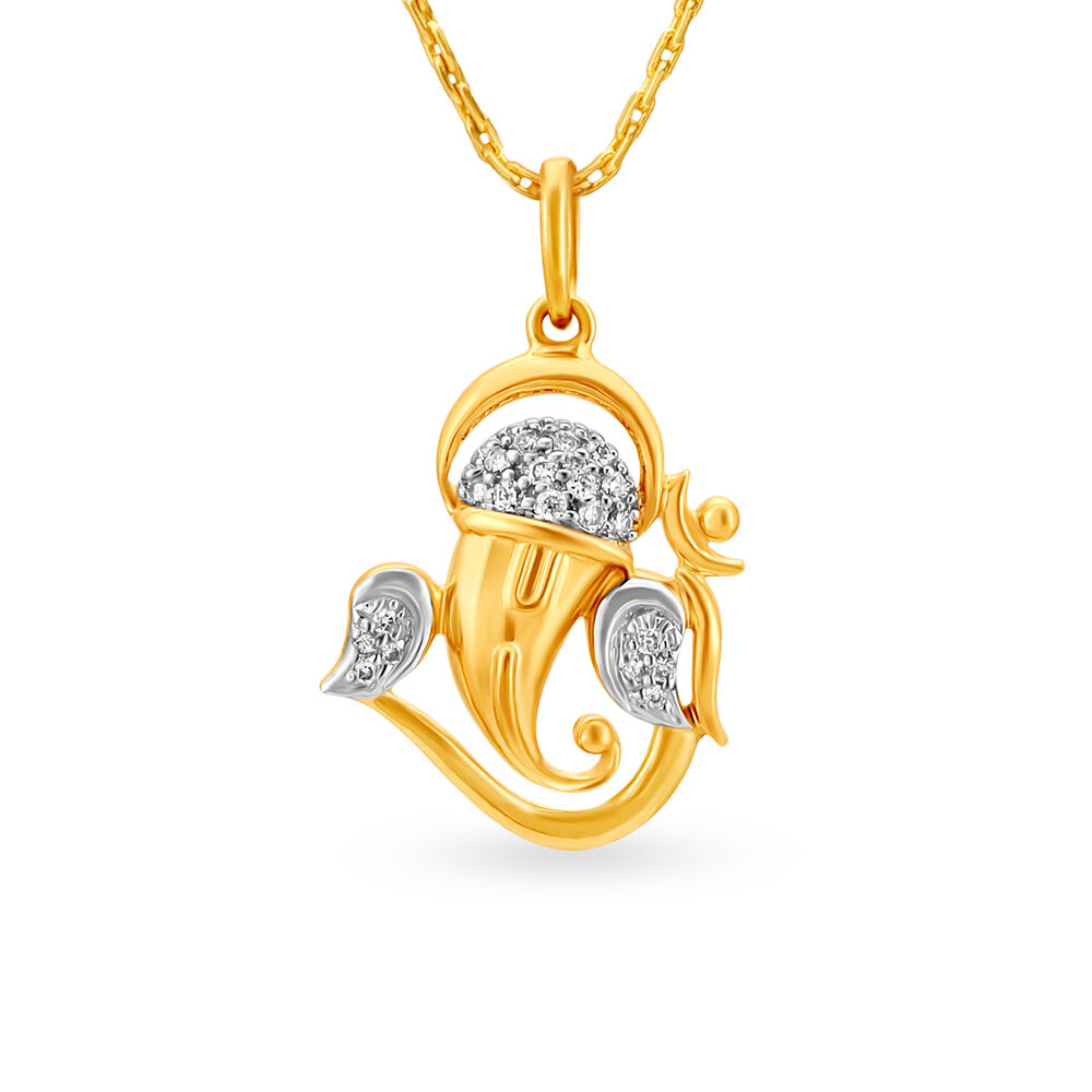 Buy Religious Ganesh Gold and Diamond Pendant at Best Price