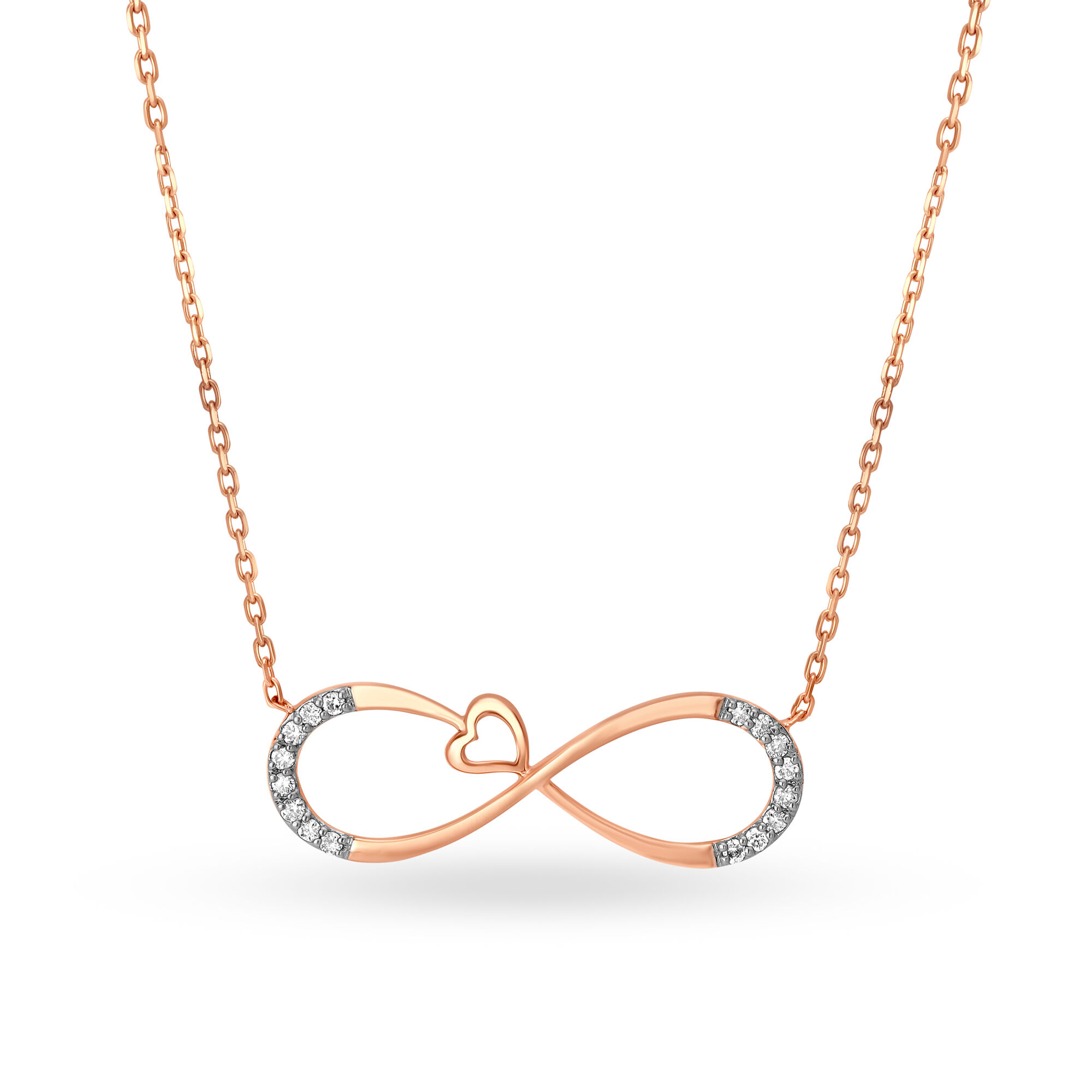Buy 18KT Rose Gold Infinity Pendant With Chain at Best Price