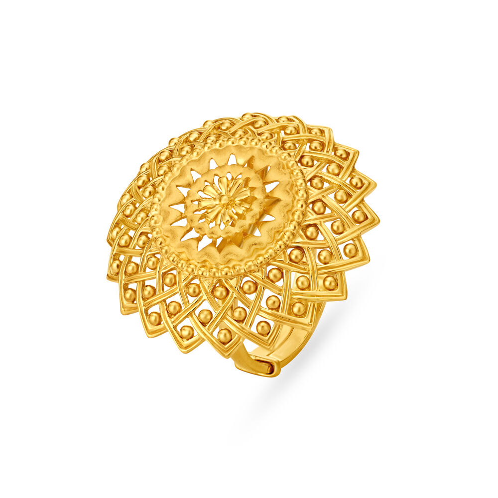 Buy Majestic Floral Marigold Gold Finger Ring at Best Price