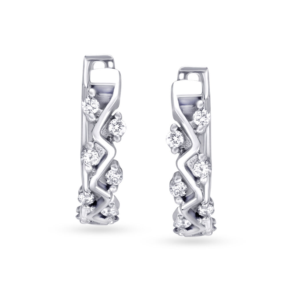 White gold diamond hoop earrings new arrivals