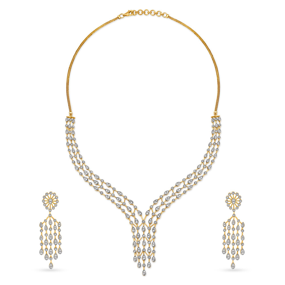 Round Real Diamonds Necklace Set In 18k Gold, Weight: 26.43 Gram at Rs  275000/set in Jaipur