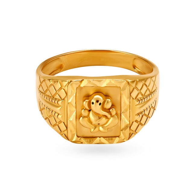 Bedecked Ganesha 22 Karat Gold Finger Ring,,hi-res 2