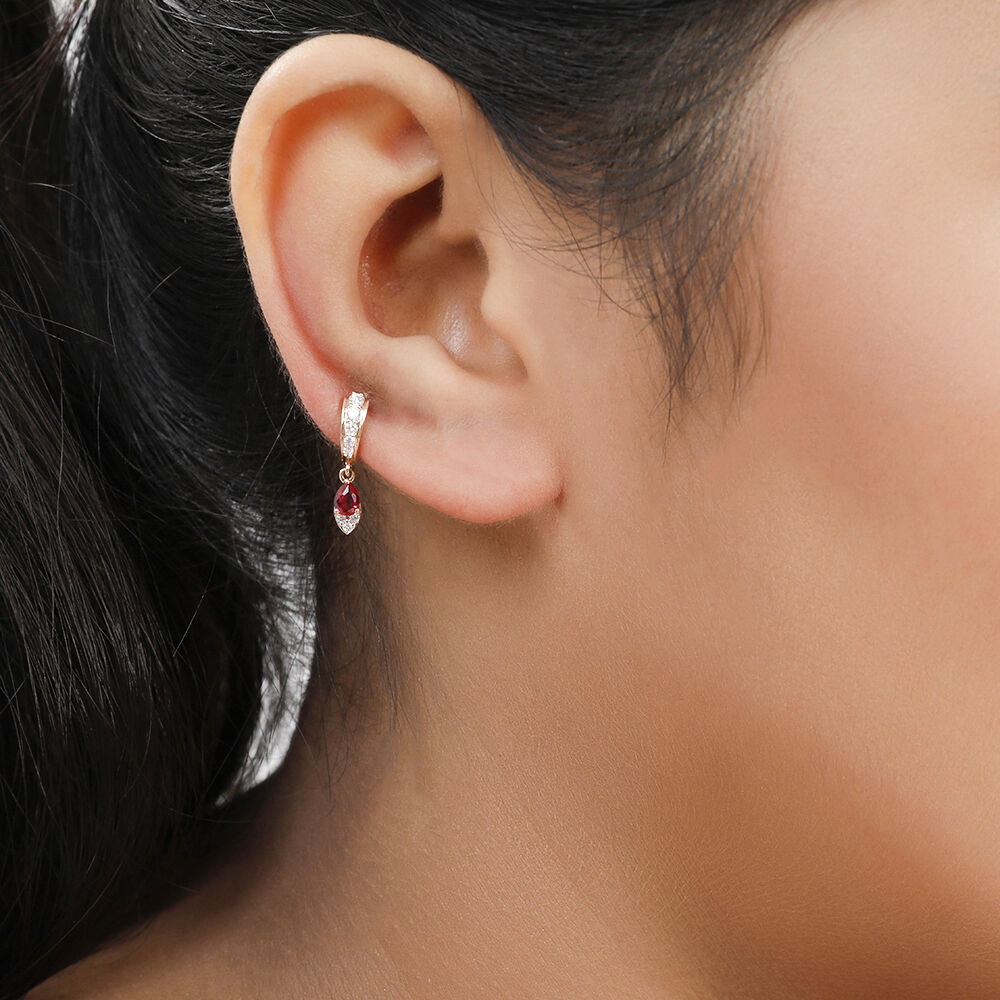 Buy 18 KT Brillant Diamond Hoop Earrings Second Stud at Best Price