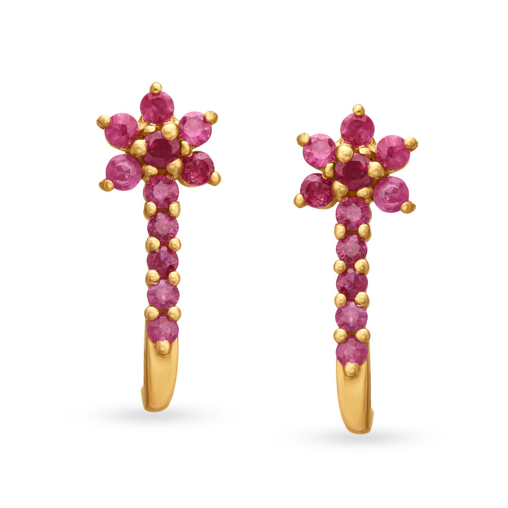 Gold earrings outlet with ruby