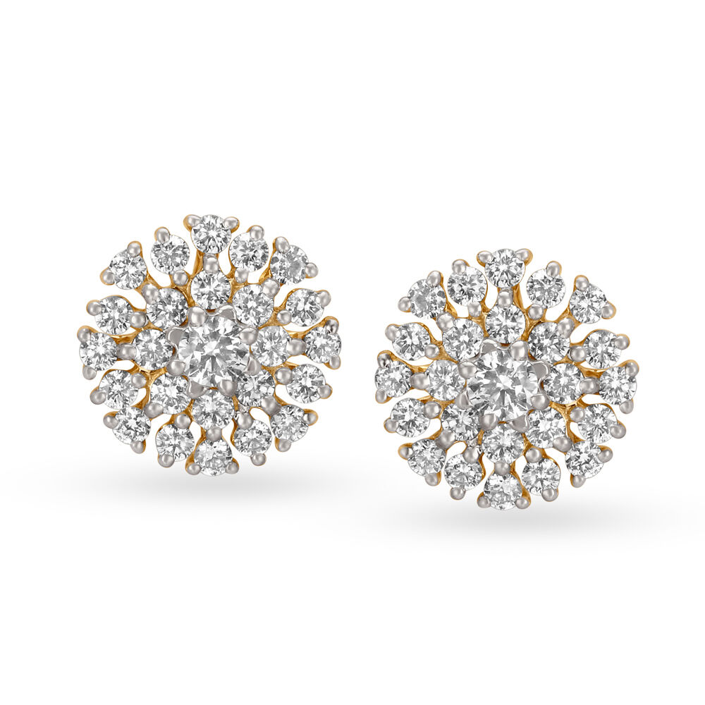 Buy Lustrous Diamond Gold Floral Stud Earrings at Best Price