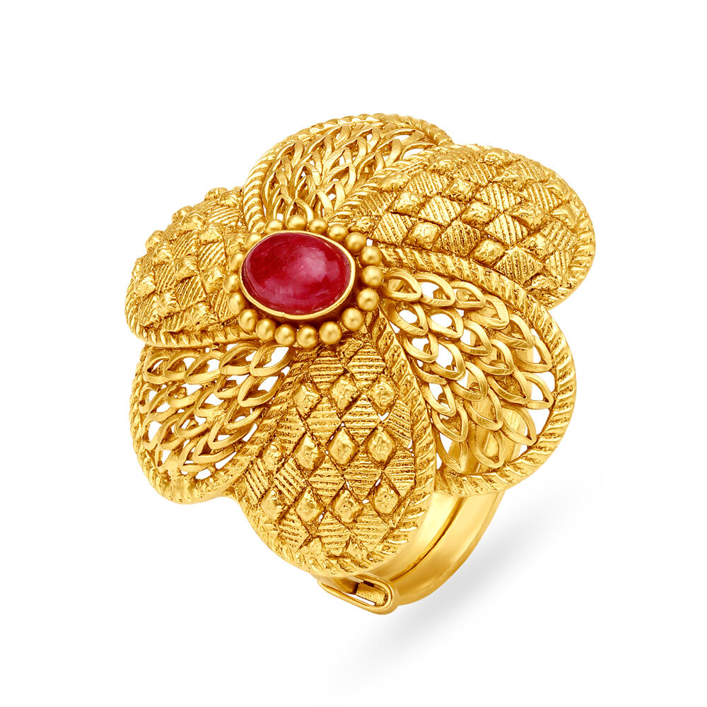 22K Gold Plated Divine Laxmi Ring – Curio Cottage