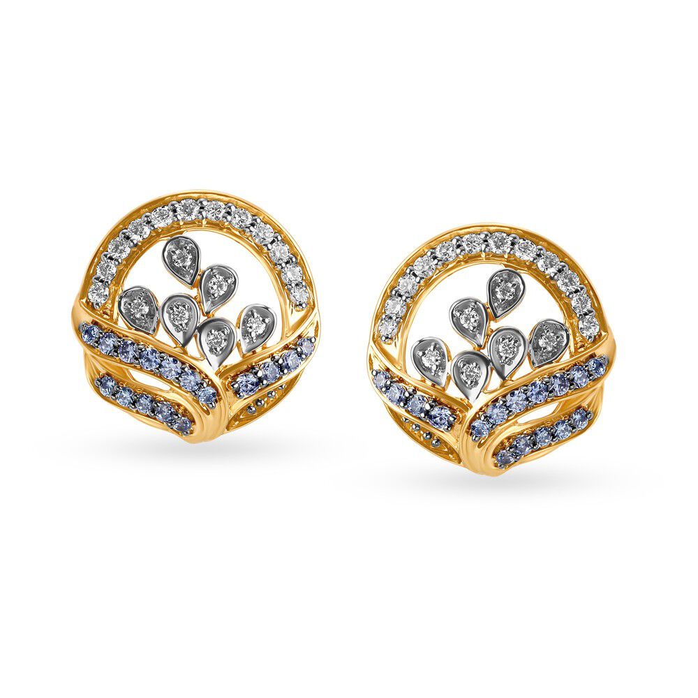 18 Karat Gold Diamond and Sapphire Stud Earrings