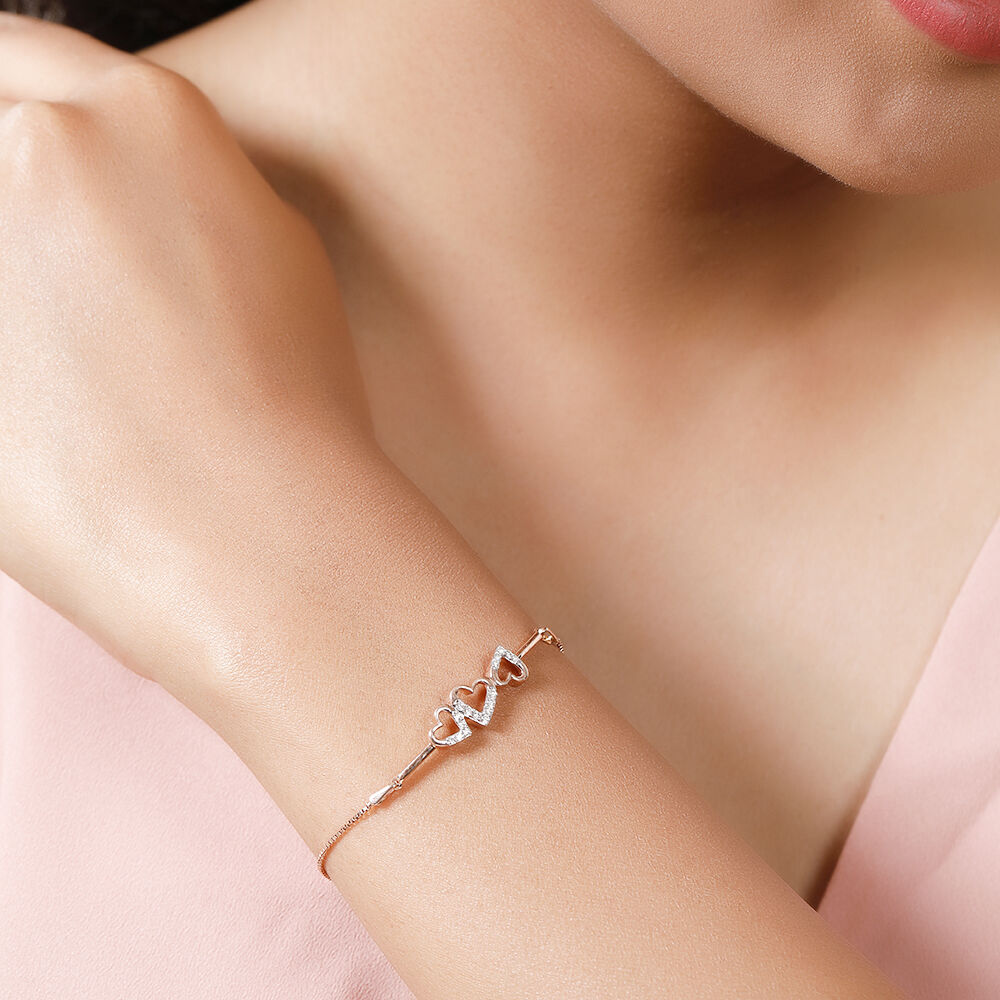 Buy 18KT Rose Gold Lovely Heart Diamond Bracelet at Best Price