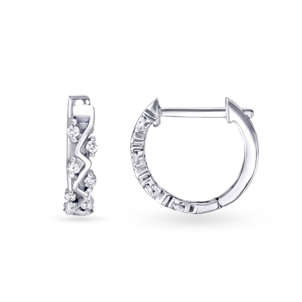 White gold diamond store hoop earrings