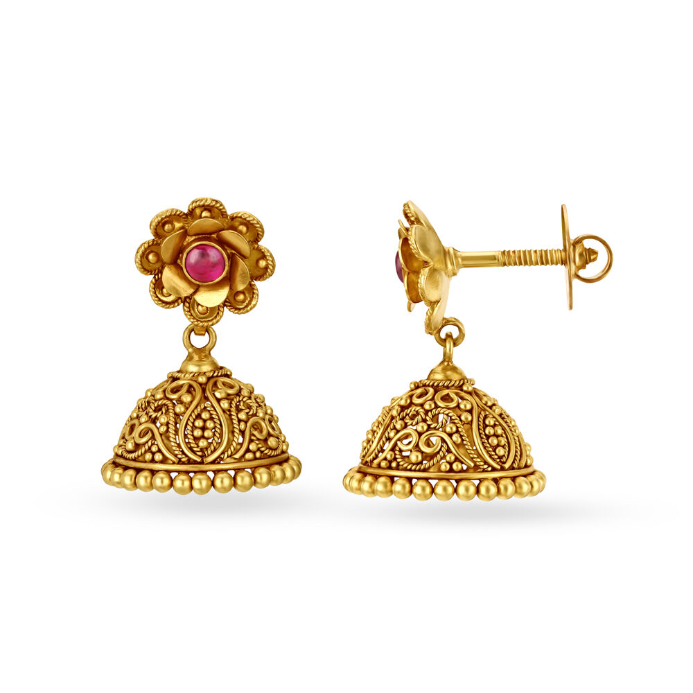 Buy Enticing Gold Antique Jhumkas at Best Price Tanishq UAE